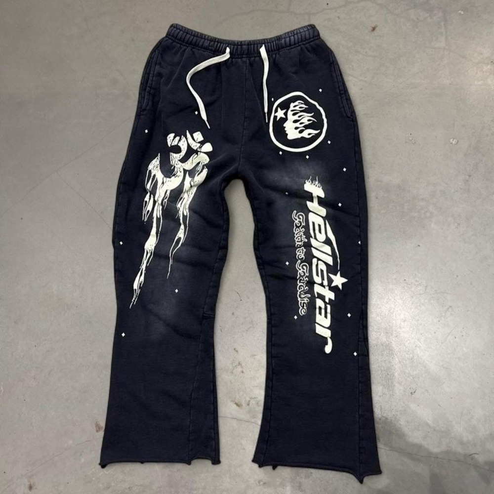 Hellstar Flare Faded Flame Streetwear Sweatpants Sz L